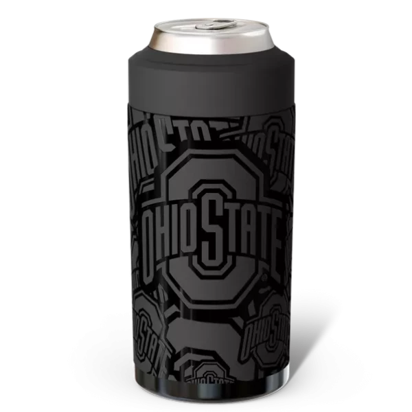 black can cooler with black design accents on a white background